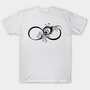 Infinity Symbol with Peacock Feather T-Shirt